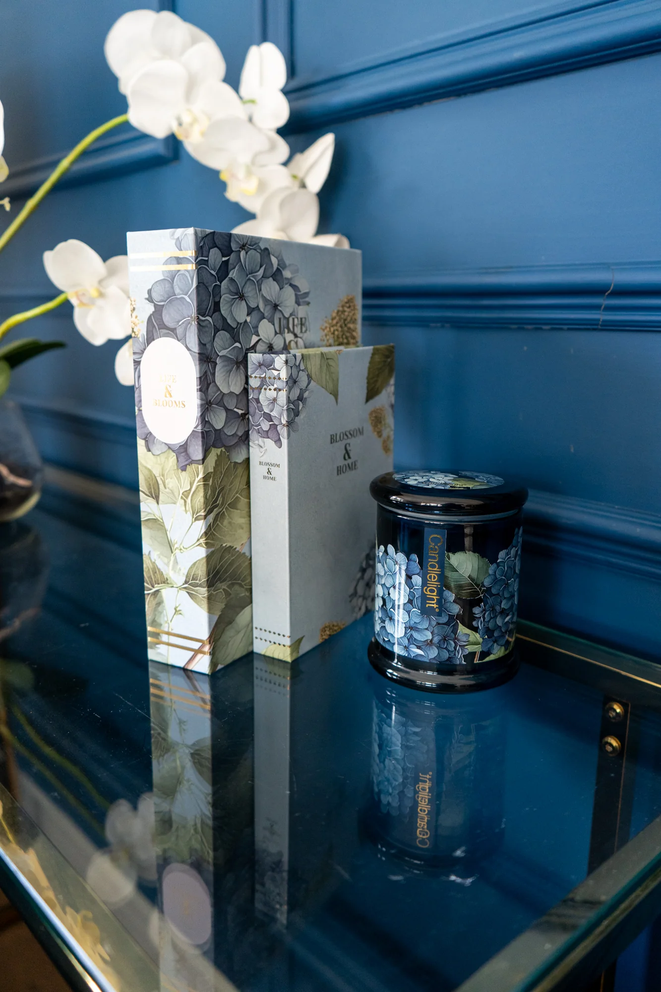 Set of Two Hydrangea Print Faux Storage Boxes - Image 3