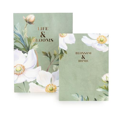 Set of Two Oversized Florals Green Faux Storage Boxes - Image 4