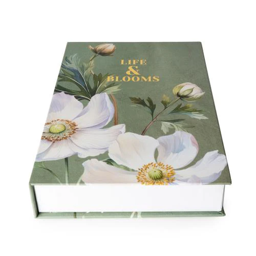 Set of Two Oversized Florals Green Faux Storage Boxes - Image 6