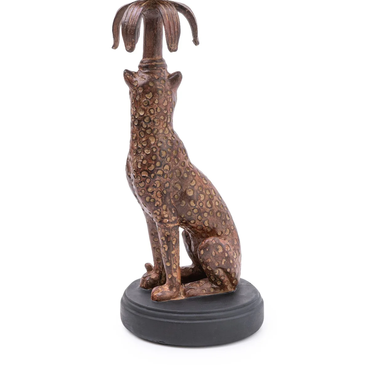 Exquisite Gold & Brown Leopard Candlestick Set of 2 - Image 4