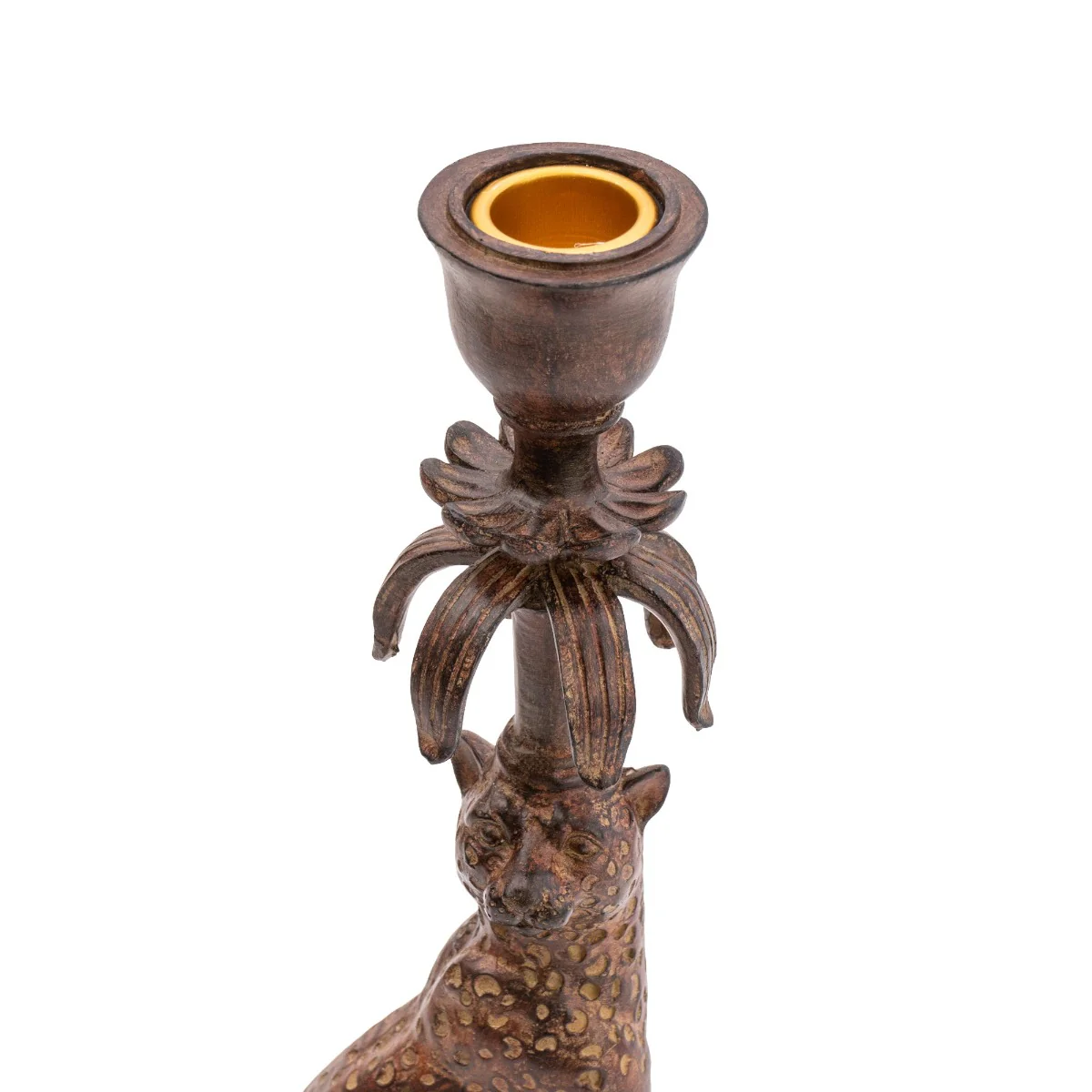 Exquisite Gold & Brown Leopard Candlestick Set of 2 - Image 5