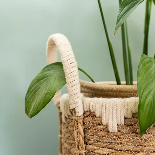 Set of Two Straw Storage Baskets with Handles - Image 6