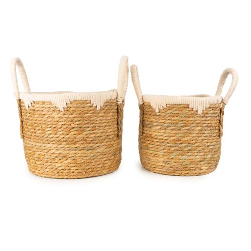 Set of Two Straw Storage Baskets with Handles - Image 9