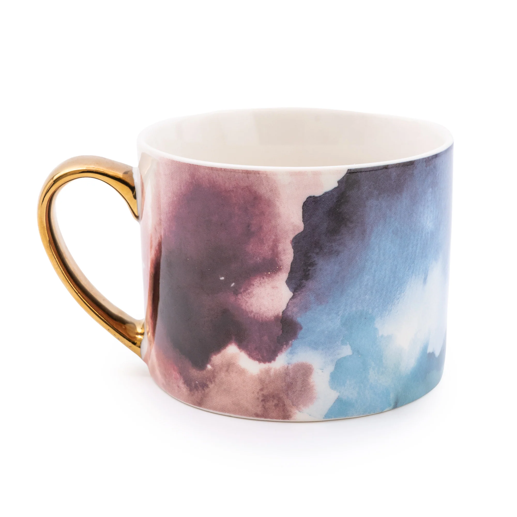 Set of Two Watercolour Design Mugs in Gold Handles - Image 7