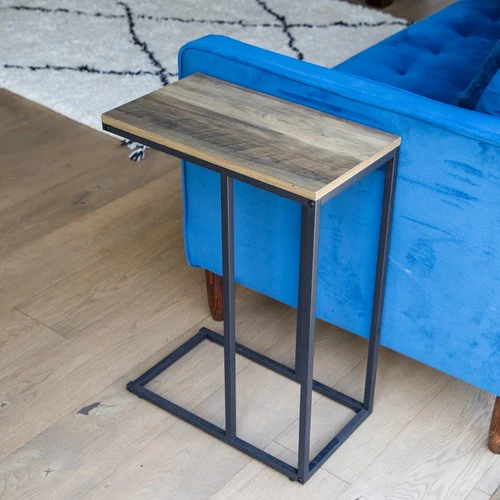 Yellow Oak Side Table with Black Legs - Image 2