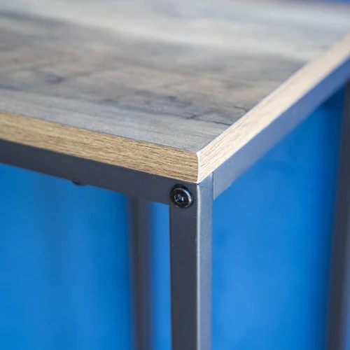 Yellow Oak Side Table with Black Legs - Image 4