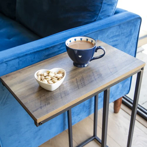 Yellow Oak Side Table with Black Legs - Image 5