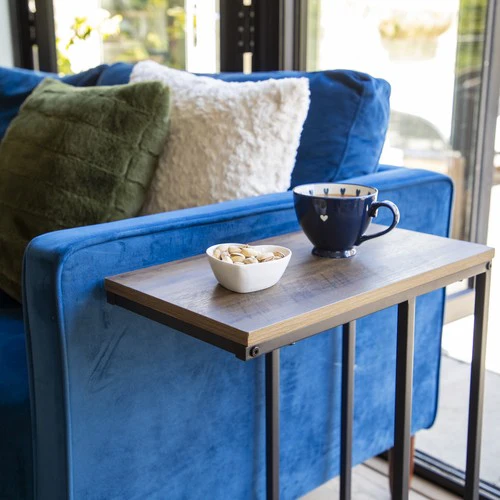 Yellow Oak Side Table with Black Legs - Image 8