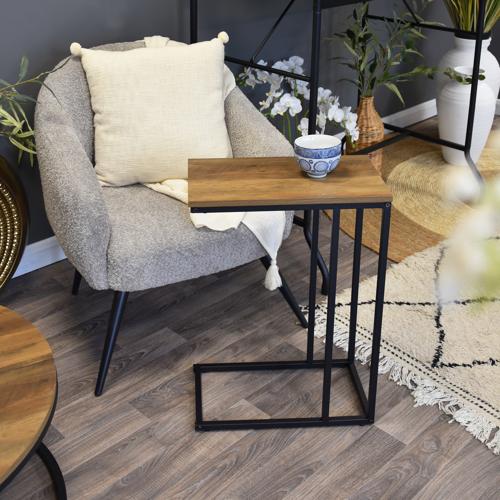 Yellow Oak Side Table with Black Legs - Image 9