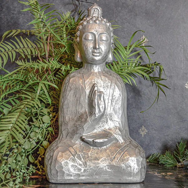 Serene Silver Buddha Statue