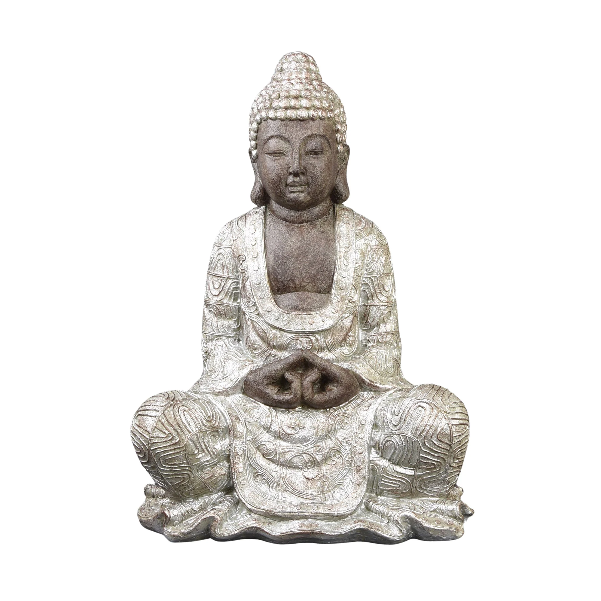 Opulent Black and Silver Sitting Buddha - Image 2