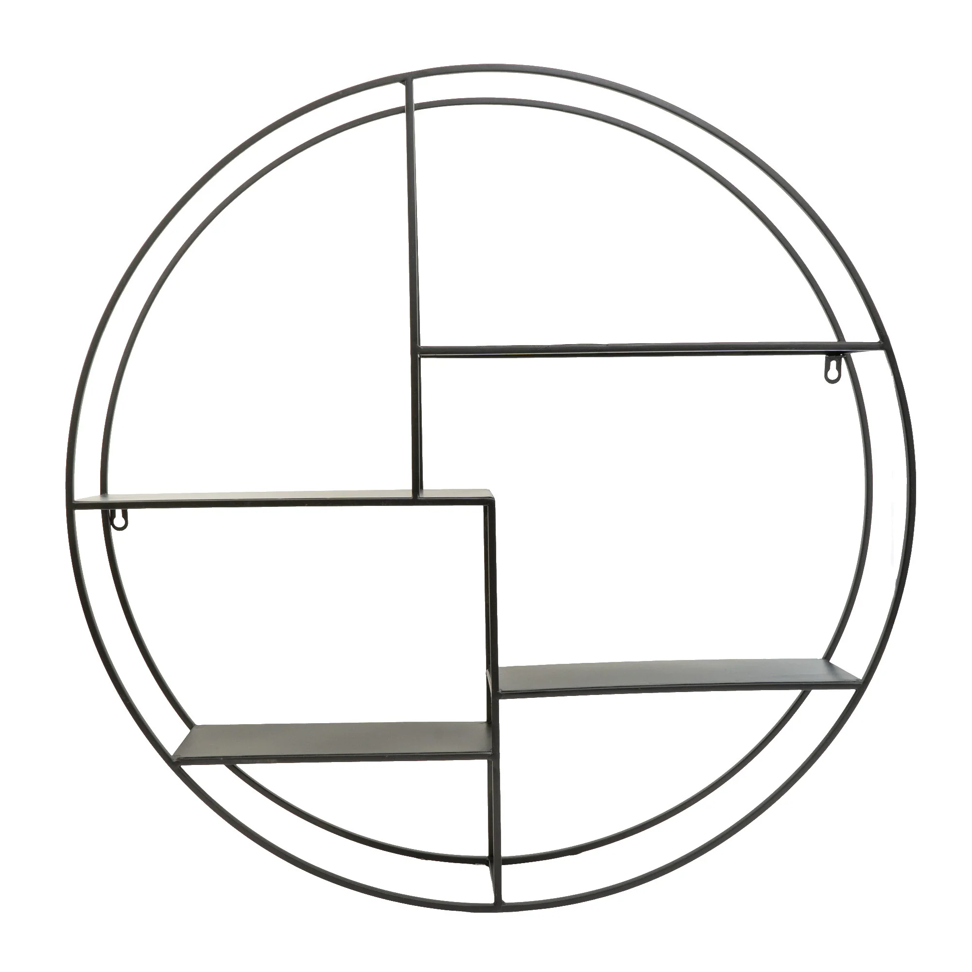 Sleek Black Round Wall-Mounted Shelf Unit - Image 3