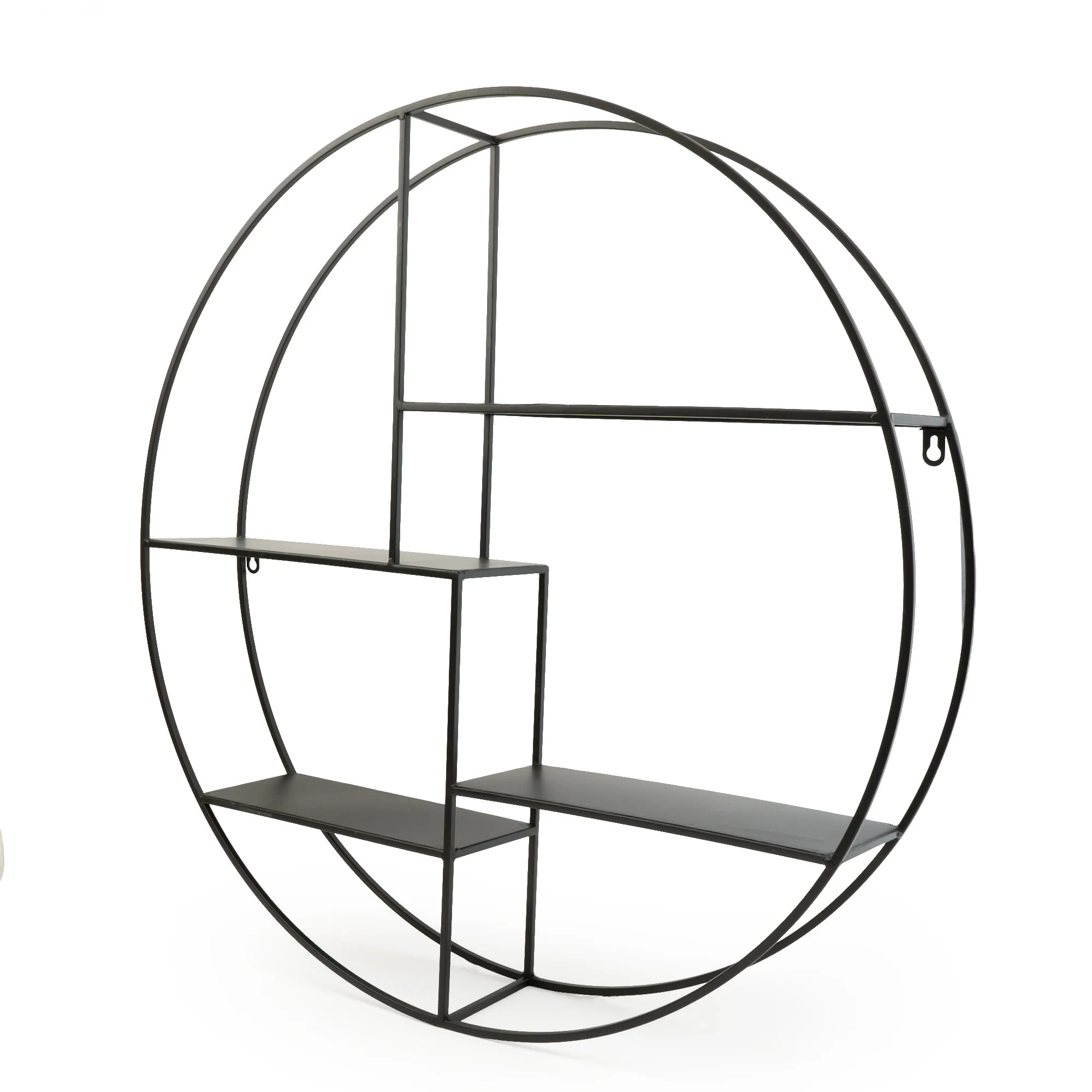 Sleek Black Round Wall-Mounted Shelf Unit - Image 4
