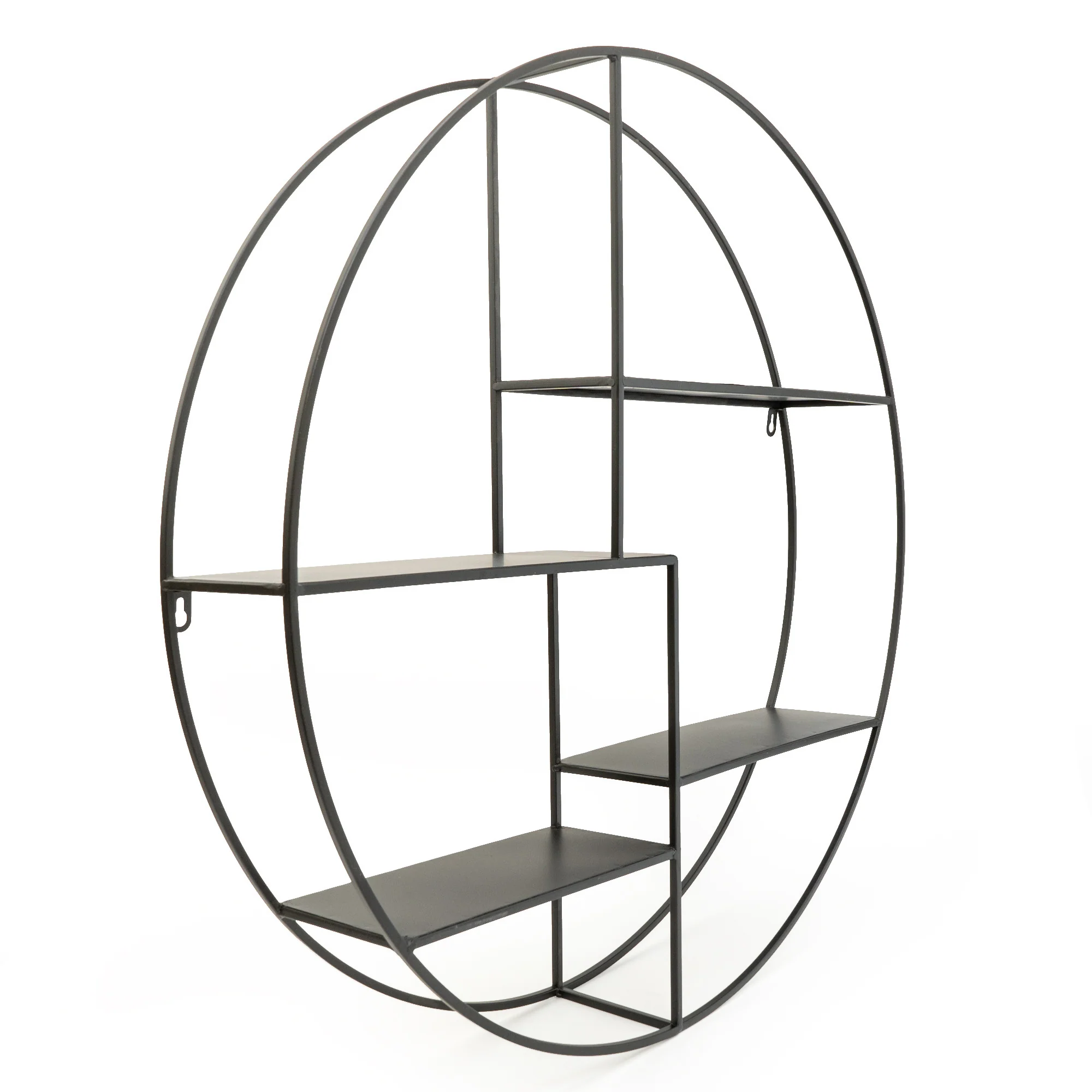 Sleek Black Round Wall-Mounted Shelf Unit - Image 5