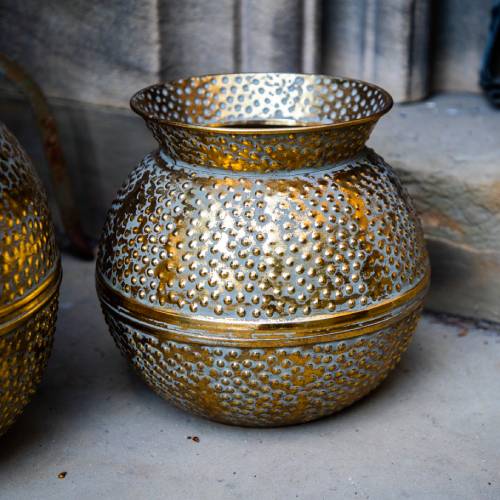 Small Antique Gold Rounded Vase