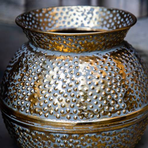 Small Antique Gold Rounded Vase - Image 3