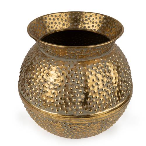 Small Antique Gold Rounded Vase - Image 5
