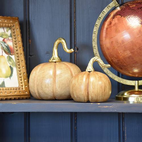Small Decorative Wooden Pumpkin