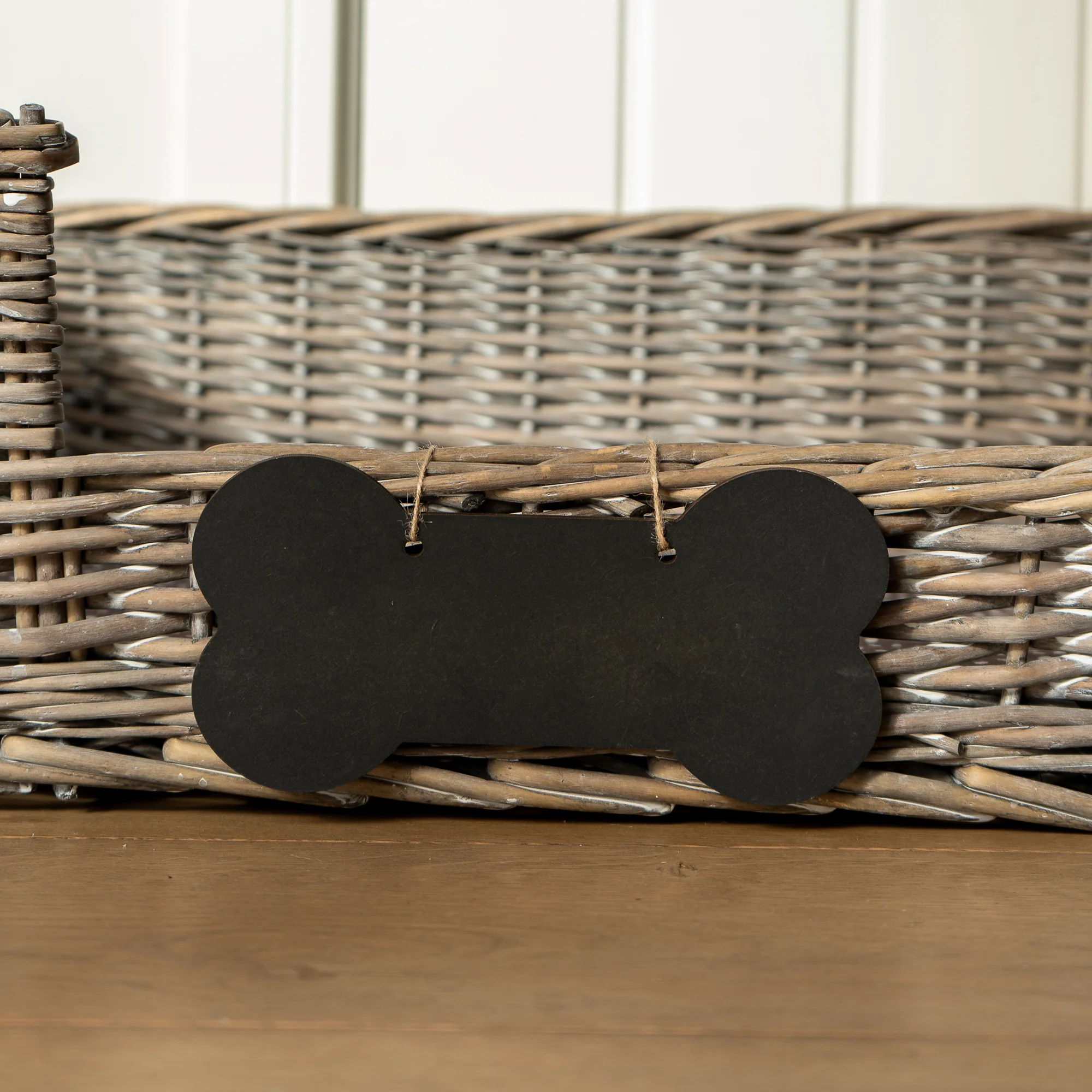 Small Dog Basket With Padded Bed with Chalkboard Personalisation- Grey - Image 3