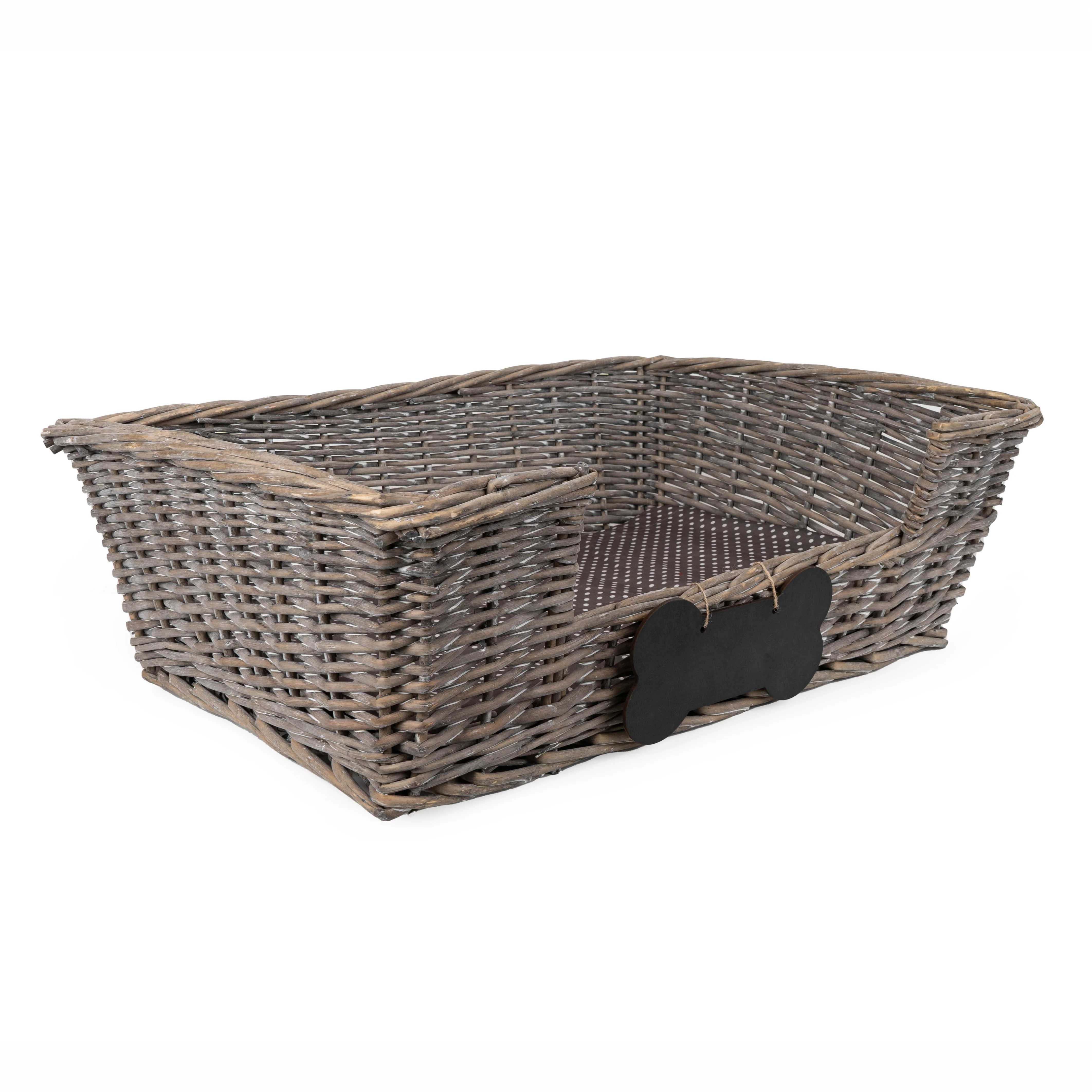 Small Dog Basket With Padded Bed with Chalkboard Personalisation- Grey - Image 4