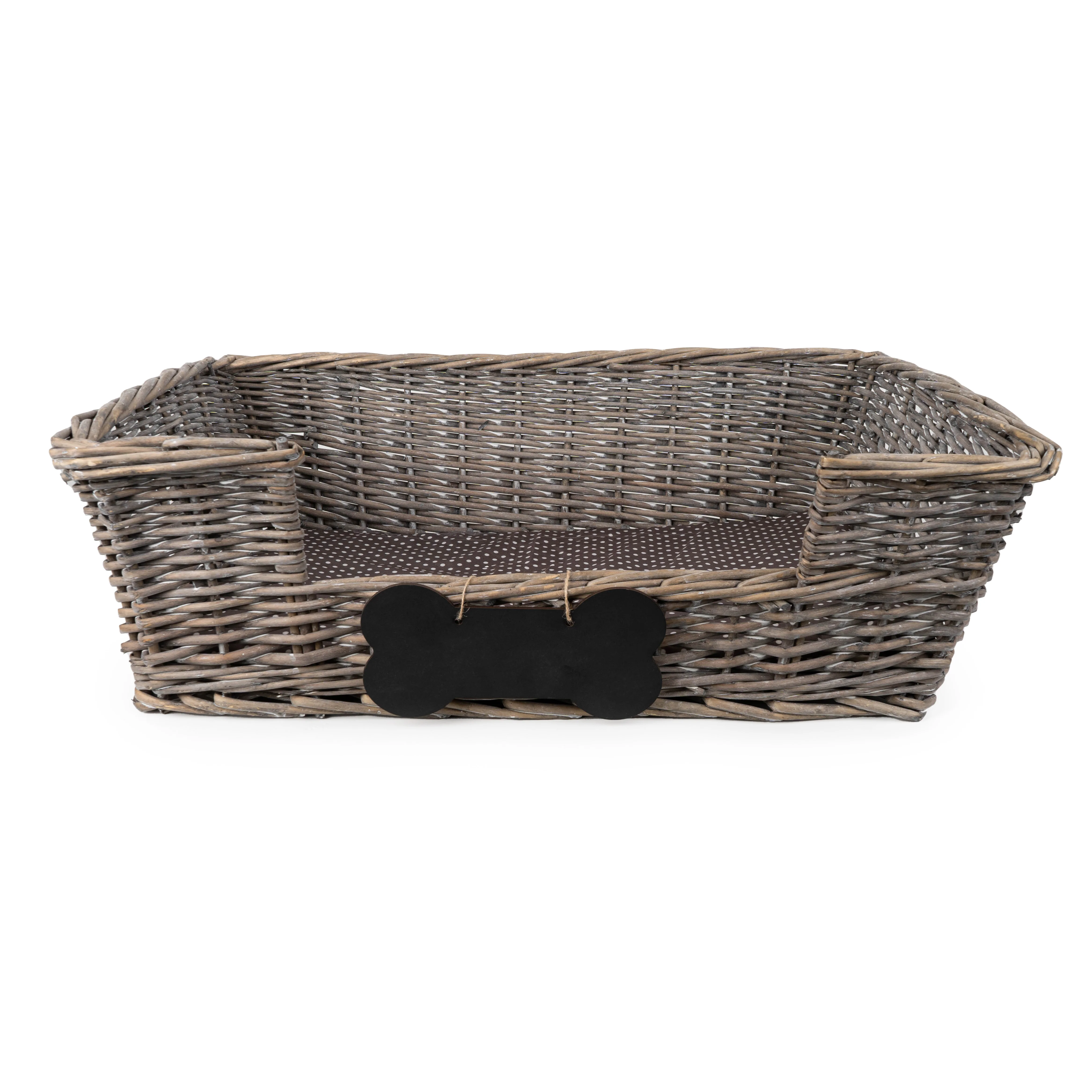 Small Dog Basket With Padded Bed with Chalkboard Personalisation- Grey - Image 5