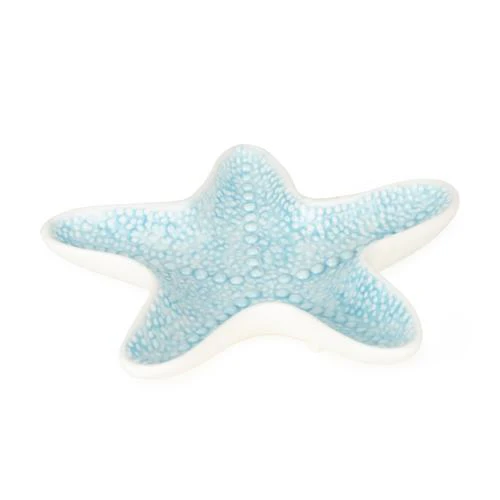 Small Reactive Glaze Embossed Starfish Dish