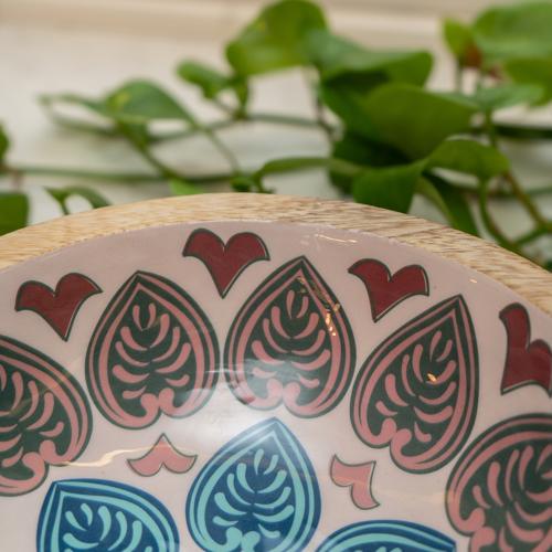 Small Mango Wood Bowl with Meze Enamel Interior - Image 3