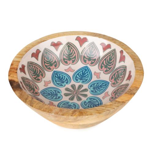 Small Mango Wood Bowl with Meze Enamel Interior - Image 6