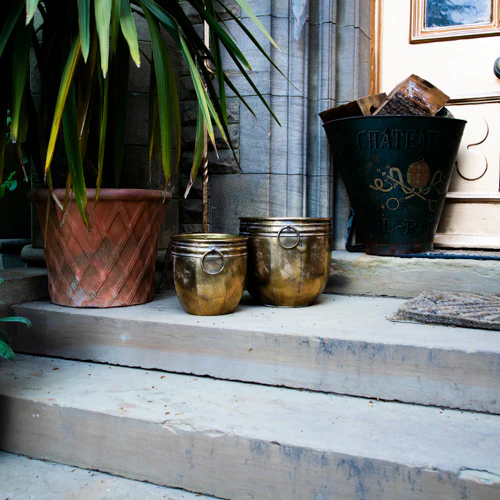 Antique Gold Small Metal Planter - Image 4