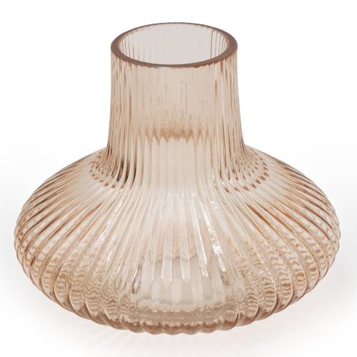 Small Ridged Amber Bottle Vase - Image 2