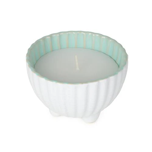 Small Shell Candle in a Reactive Glaze Pot - Image 5