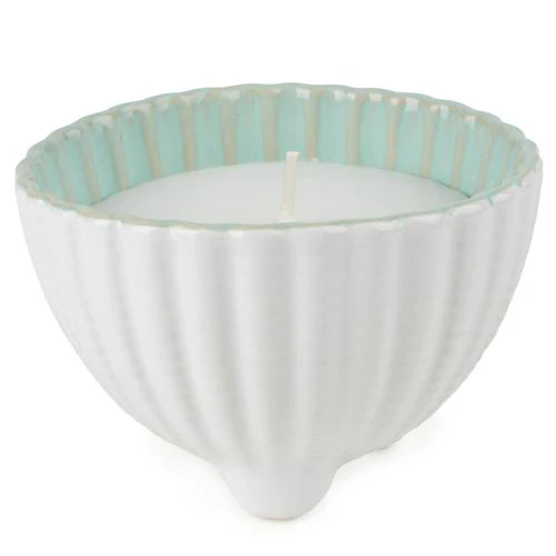 Small Shell Candle in a Reactive Glaze Pot - Image 6
