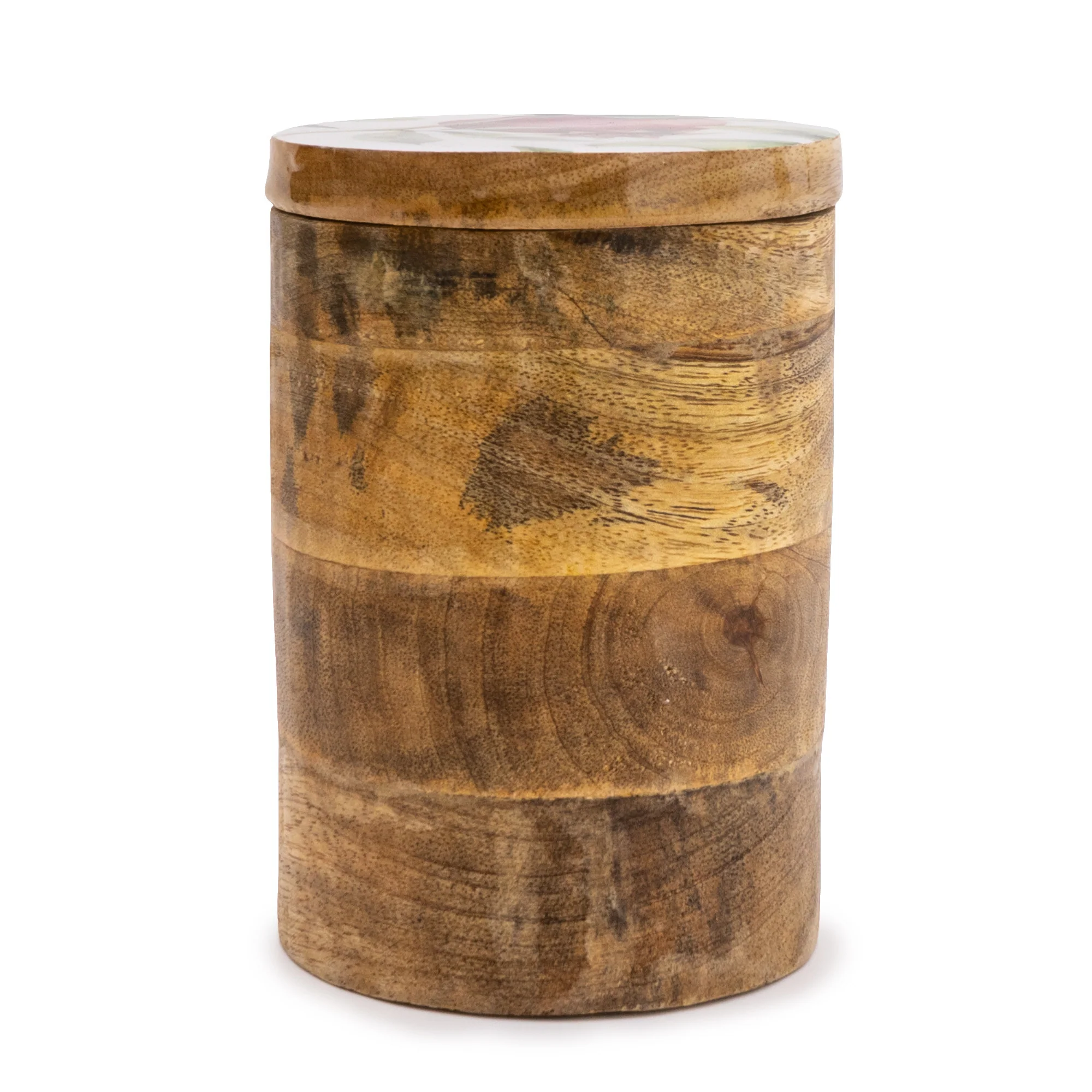 Small Storage Jar Mango Wood with Enamel Inlay Pomegranate - White - Image 5