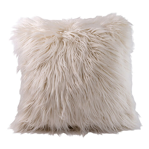 50x50CM Soft Fluffy White Faux Fur Cushion - White - Image 2