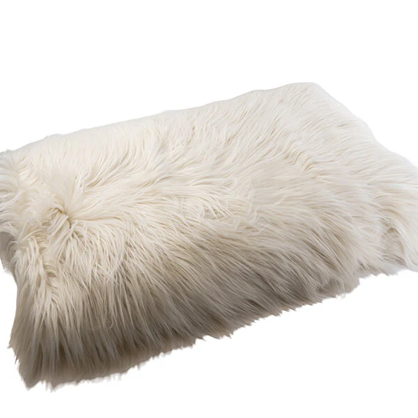 Soft Fluffy White Faux One Sided Fur Throw Blanket - Image 2