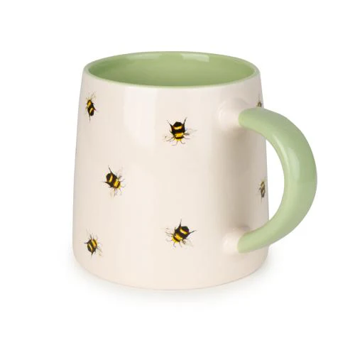 Soft Green Ceramic Tapered Mug with Bee Detail - Image 5