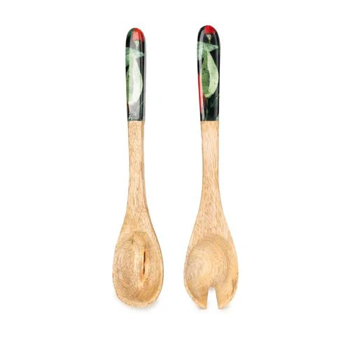 Spoon and Fork Set - Mango Wood with Chilli Print - Image 5