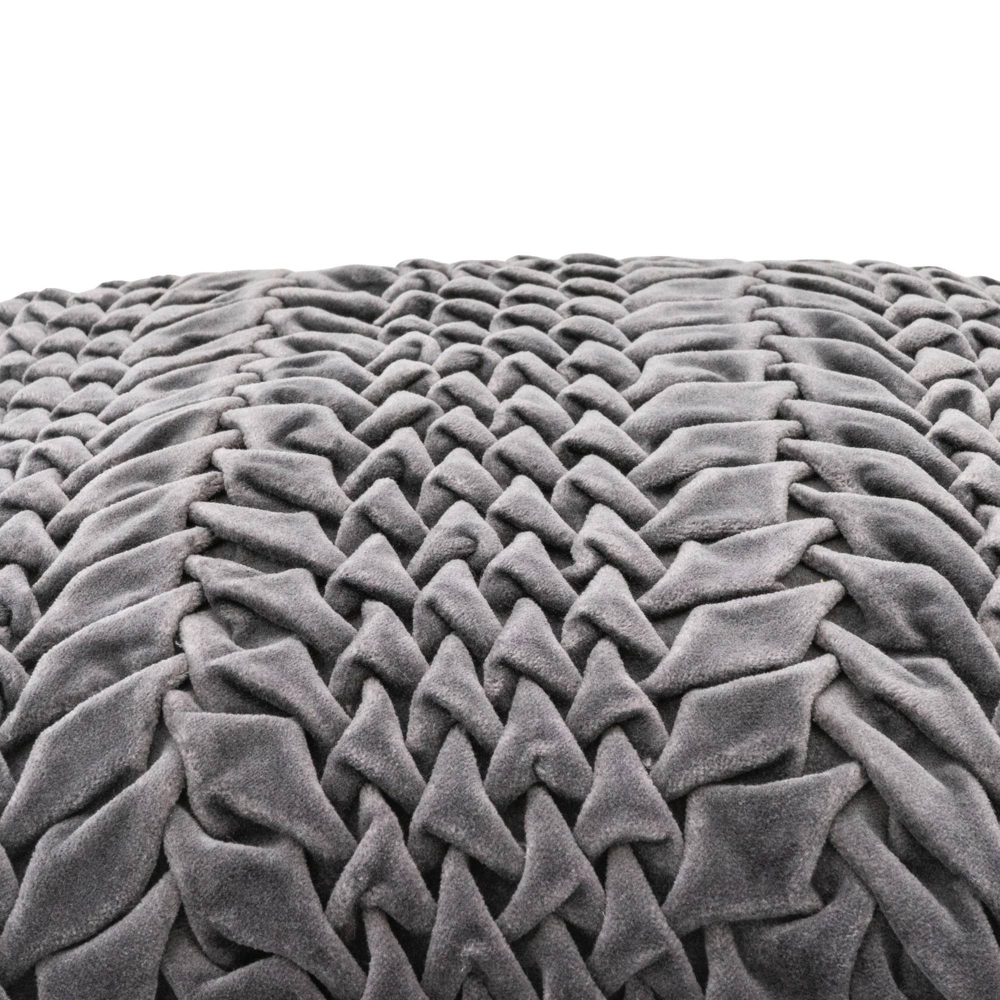 Luxurious Smocked Velvet Charcoal Square Cushion - Image 5