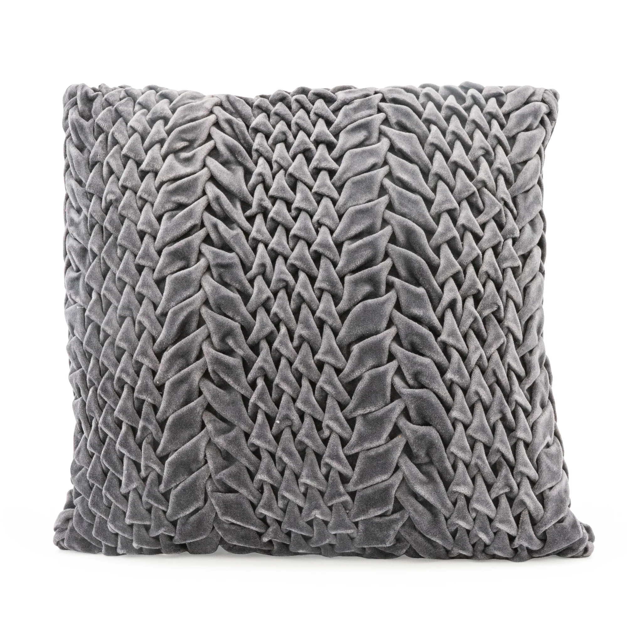 Luxurious Smocked Velvet Charcoal Square Cushion - Image 6