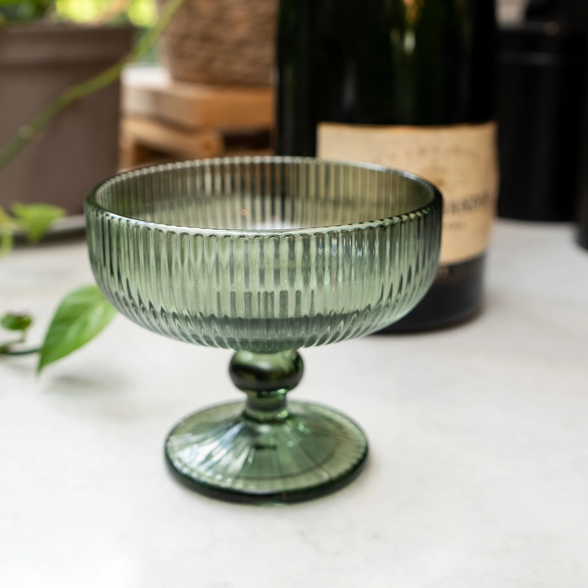 10cm Stemmed Champagne Saucers - Green