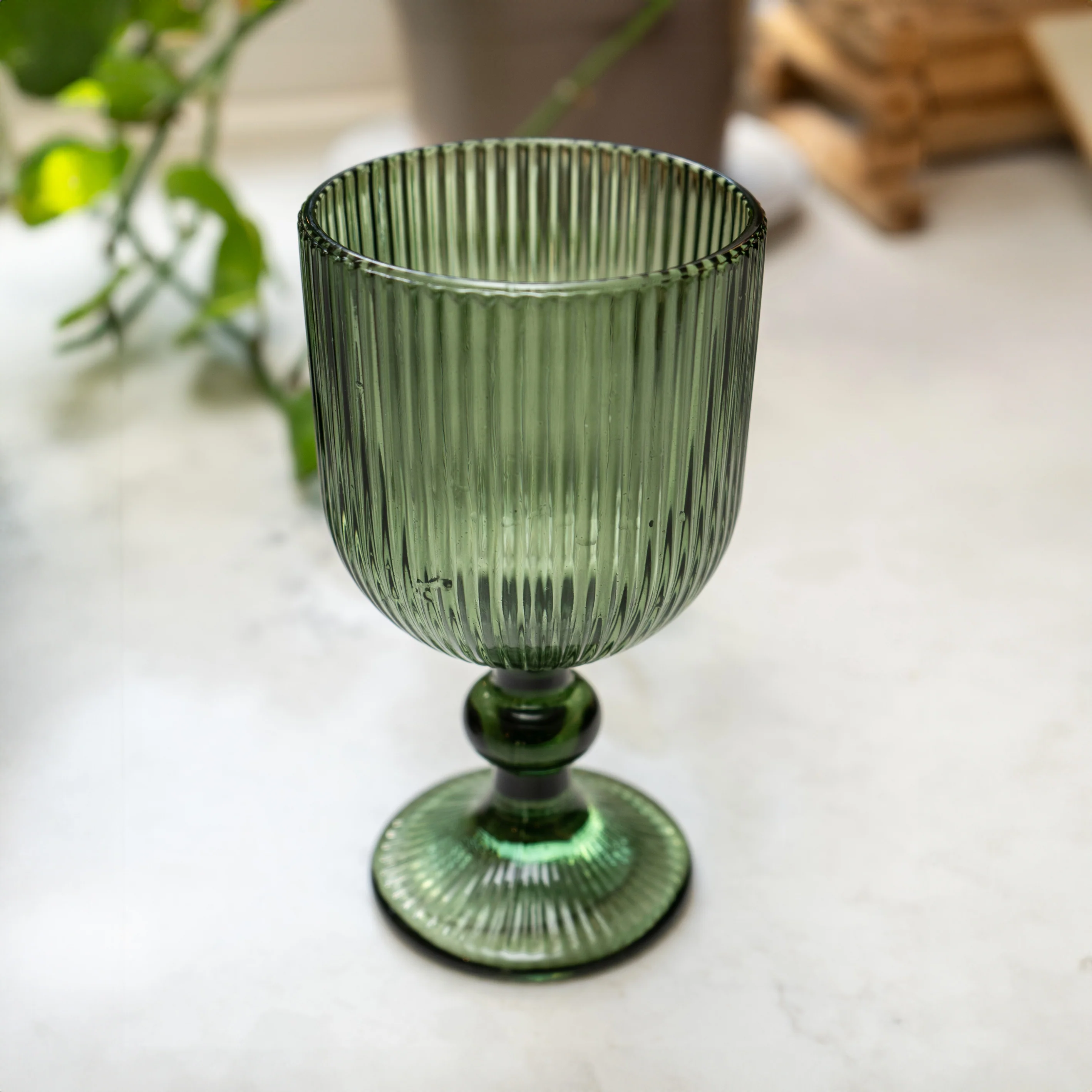 14cm Stemmed White Wine Glass Green