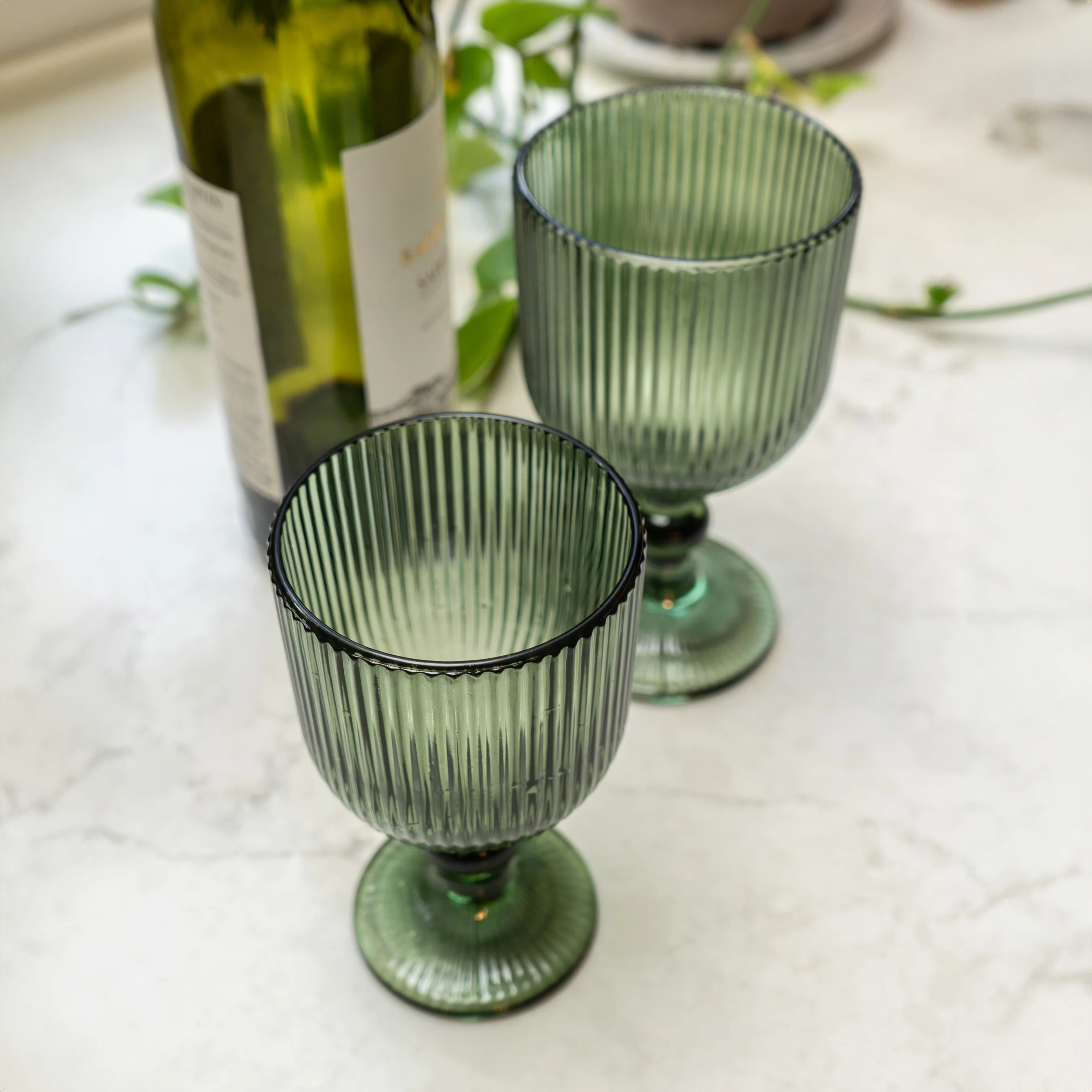 14cm Stemmed White Wine Glass Green - Image 2