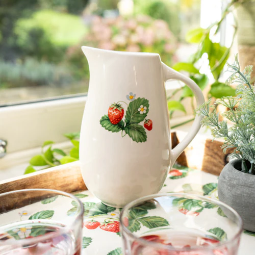 Charming Strawberry Patch Ceramic Jug - Image 2