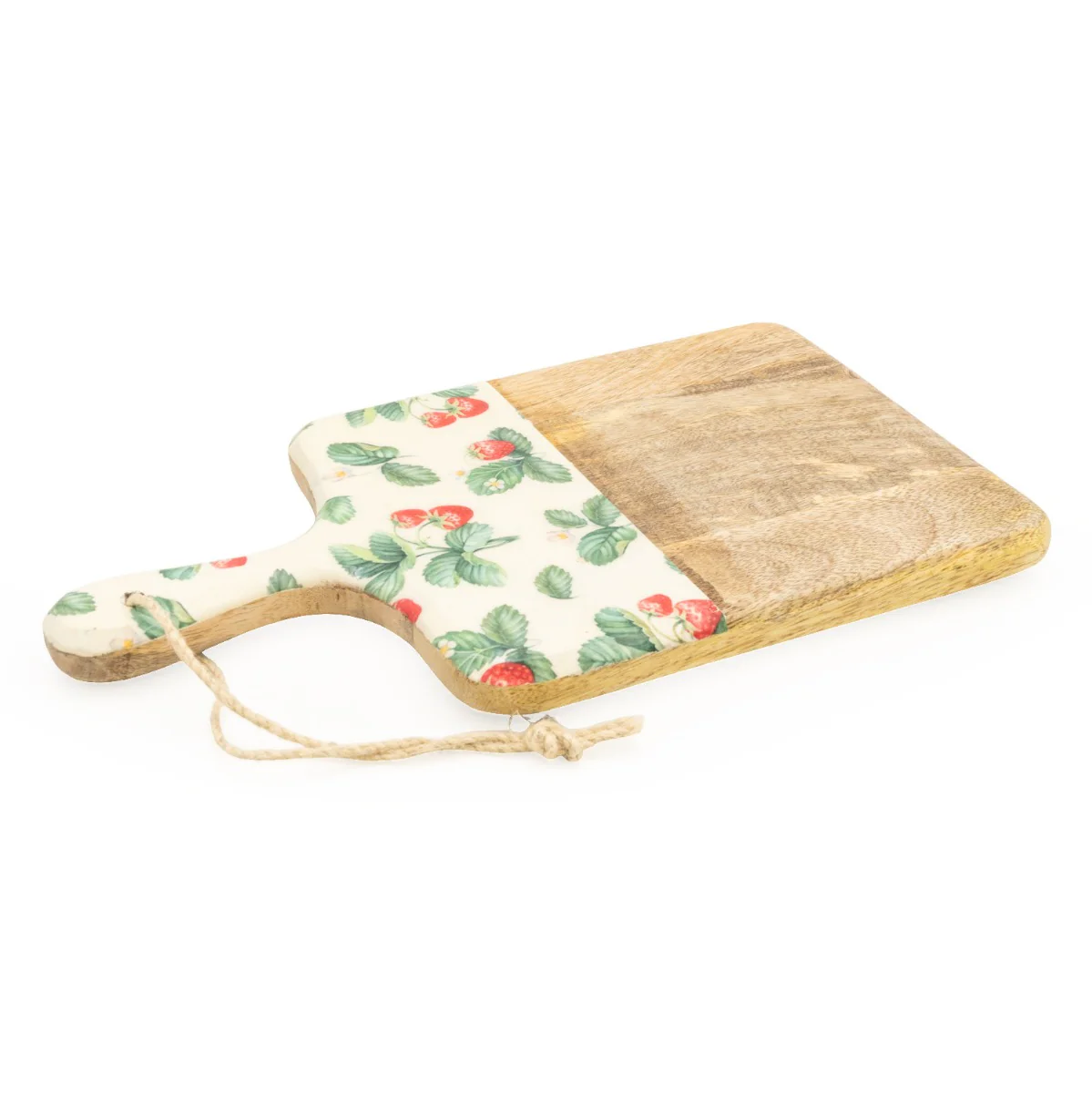 Enamel Printed Mango Wood Serving Paddle Board - Strawberry Patch - Image 7