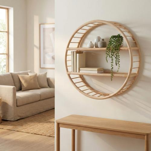 Tall Natural Rattan Shelf Unit