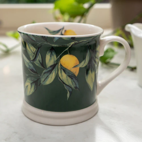 Tankard Mug Mediterranean Lemons Green