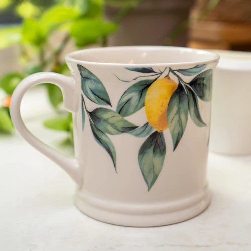Tankard Mug Mediterranean Lemons White