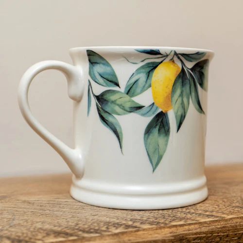 Tankard Mug Mediterranean Lemons White - Image 4