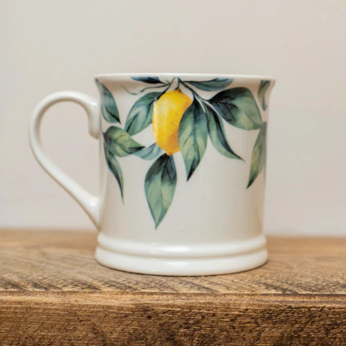 Tankard Mug Mediterranean Lemons White - Image 6