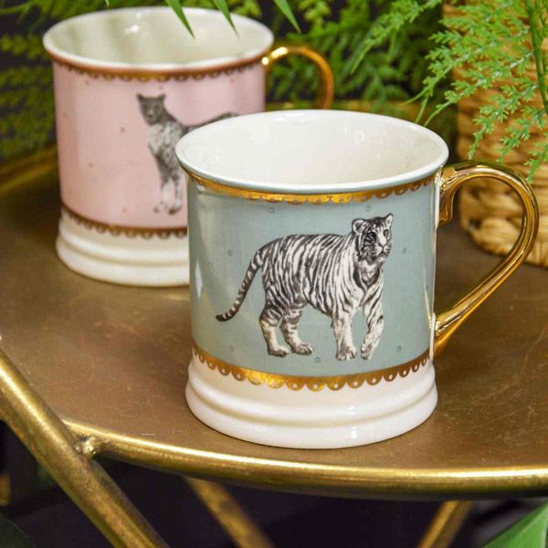 Tankard Mug Tiger Teal - Image 2